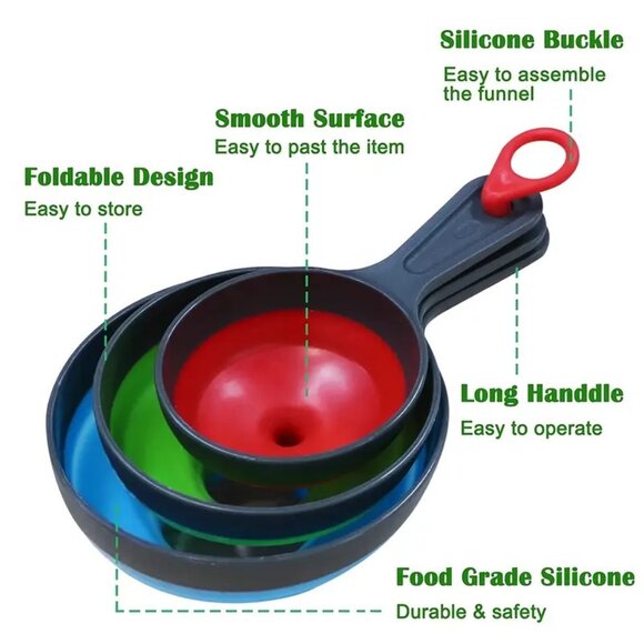 aperfectbuy Other - NEW Funnels Large & Small Silicone Collapsible Space Saving Funnels--Set of 3